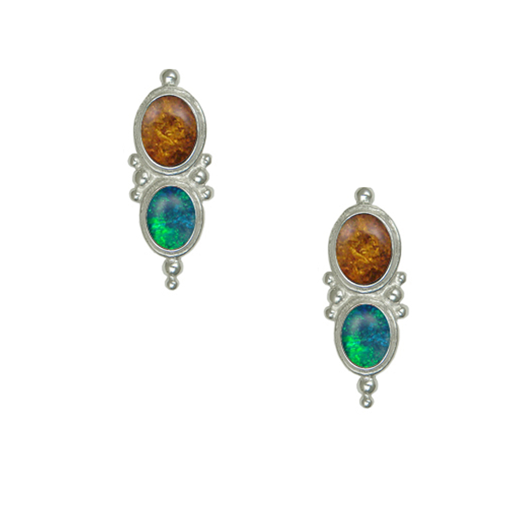 Sterling Silver Drop Dangle Earrings With Amber